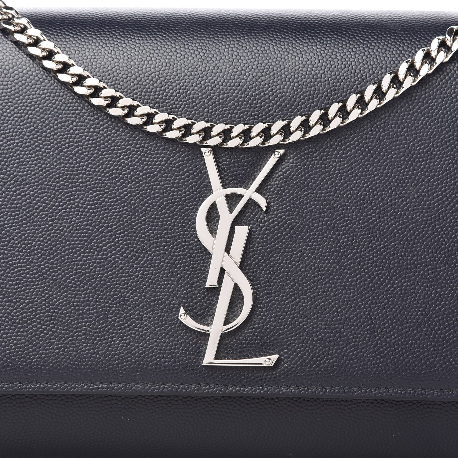 Saint Laurent Grain De Poudre Medium Classic Monogram Kate Satchel Deep Marine 9 of 9