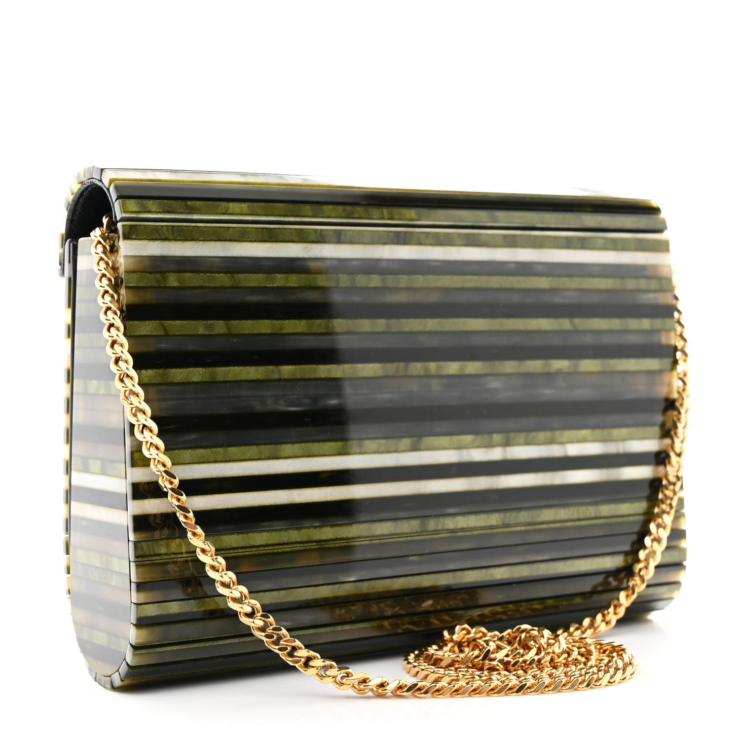 Saint Laurent Plexiglass Monogram Vicky Minaudiere Clutch Green Multicolor 3 of 10