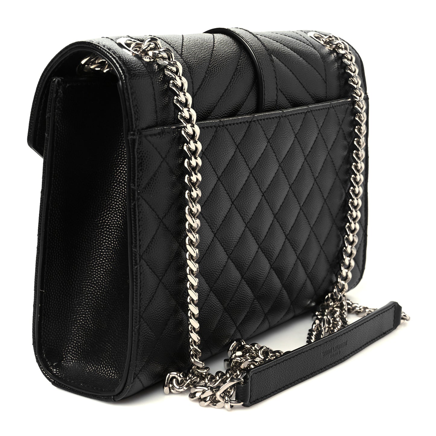 Grain De Poudre Textured Mixed Matelasse Triquilt Medium Monogram Satchel Black