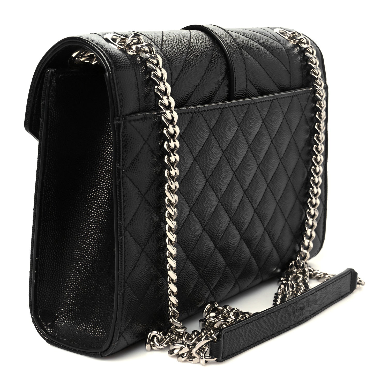 Saint Laurent Grain De Poudre Textured Mixed Matelasse Triquilt Medium Monogram Satchel Black 3 of 11