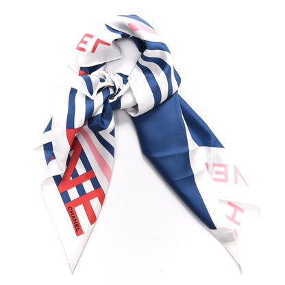 Chanel Silk Cruise Print CC Square Scarf Blue Red White 2 of 4