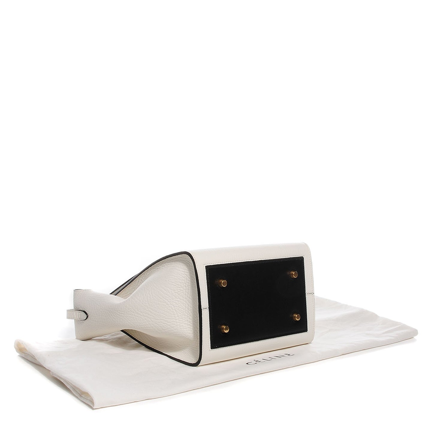 Elephant Calfskin Small Bi-Color Tie Knot Tote White Black