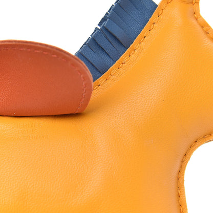 Hermes Milo Lambskin Grigri Rodeo Horse Bag Charm MM Jaune D'Or Bleu Agate Cornaline 3 of 4