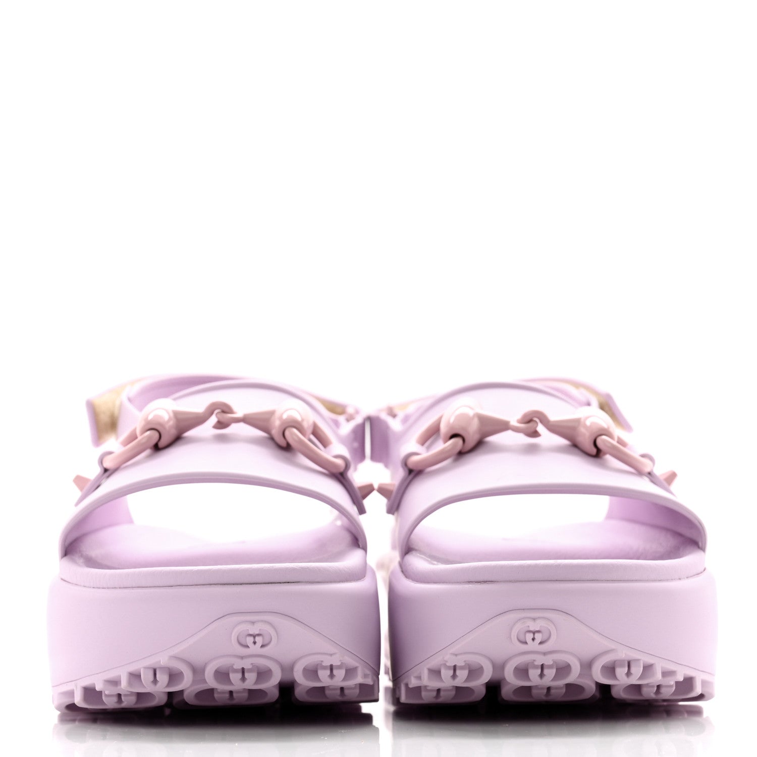Gucci Soft Rubber Horsebit Touch Womens Strapped Sandals 39 Talc Pink 2 of 10