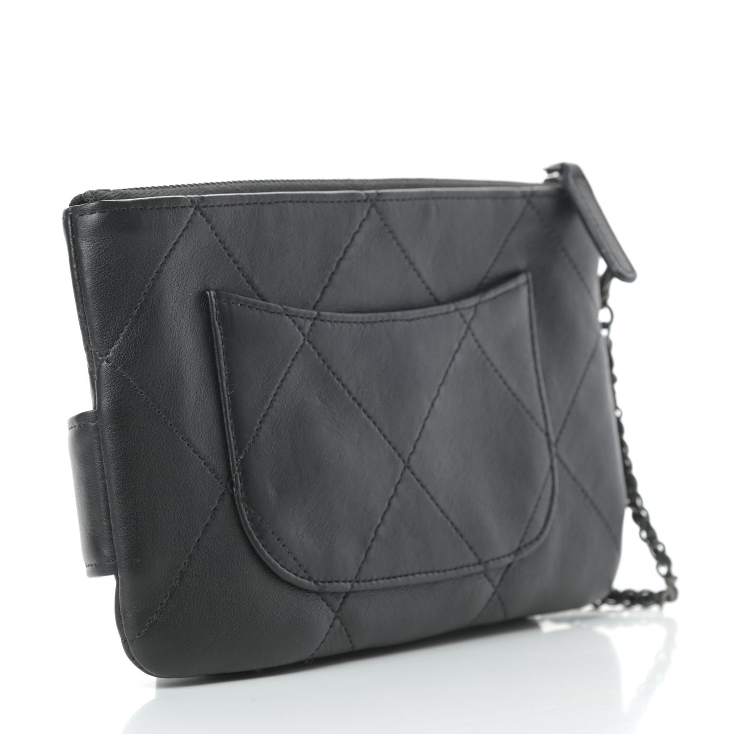 Lambskin Quilted Cosmetic Case With Strap So Black