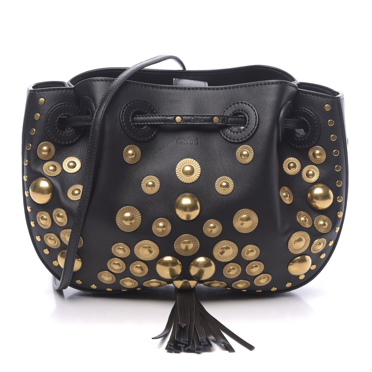 Chloe Lambskin Studded Small Inez Drawstring Bag Black 1 of 9