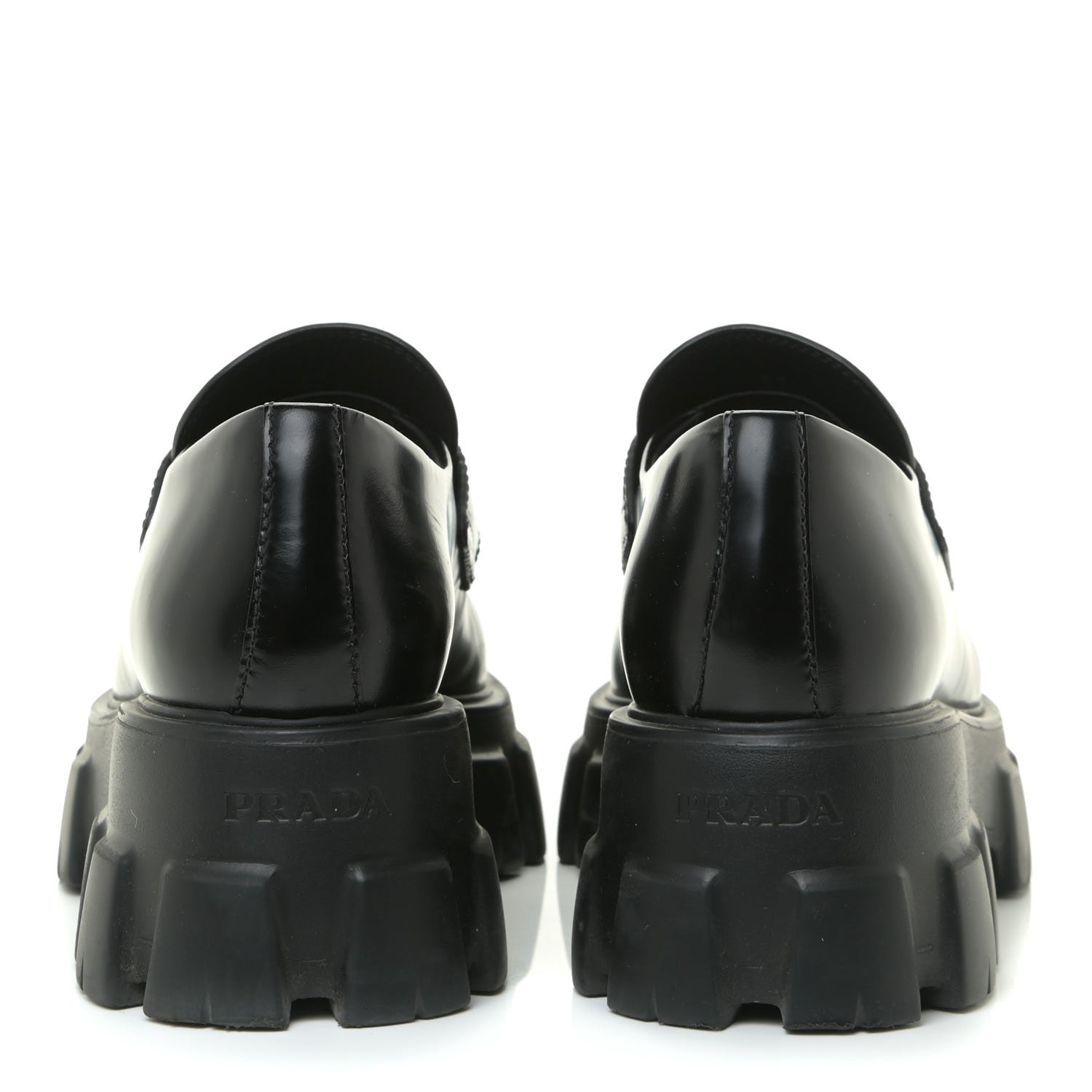 Prada Spazzolato Triangle Logo Monolith Pointy 55mm Loafers 37.5 Black 5 of 17