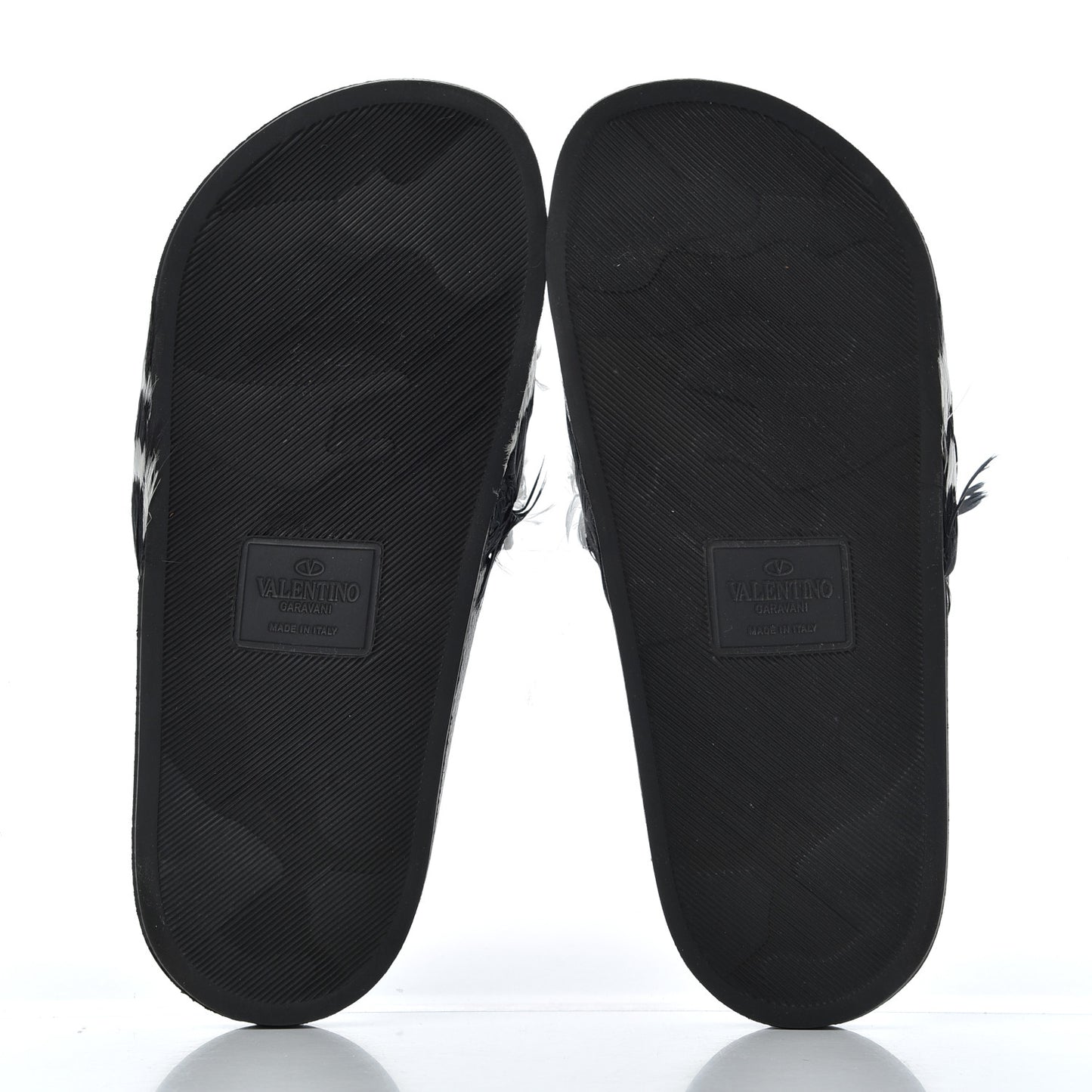 Rubber Feather Pool Slide Sandals 37 Black White