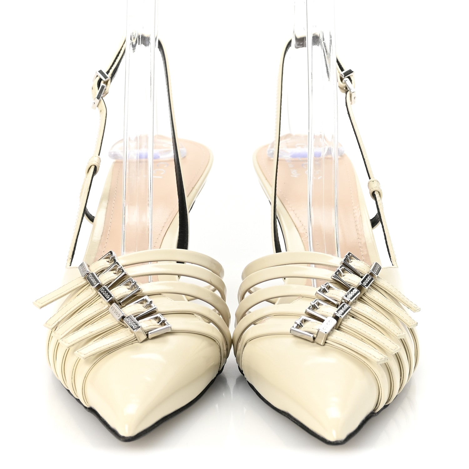 Gucci Patent Regents Slingback Pumps 38 New Ivoire 3 of 10