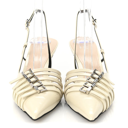 Gucci Patent Regents Slingback Pumps 38 New Ivoire 3 of 10