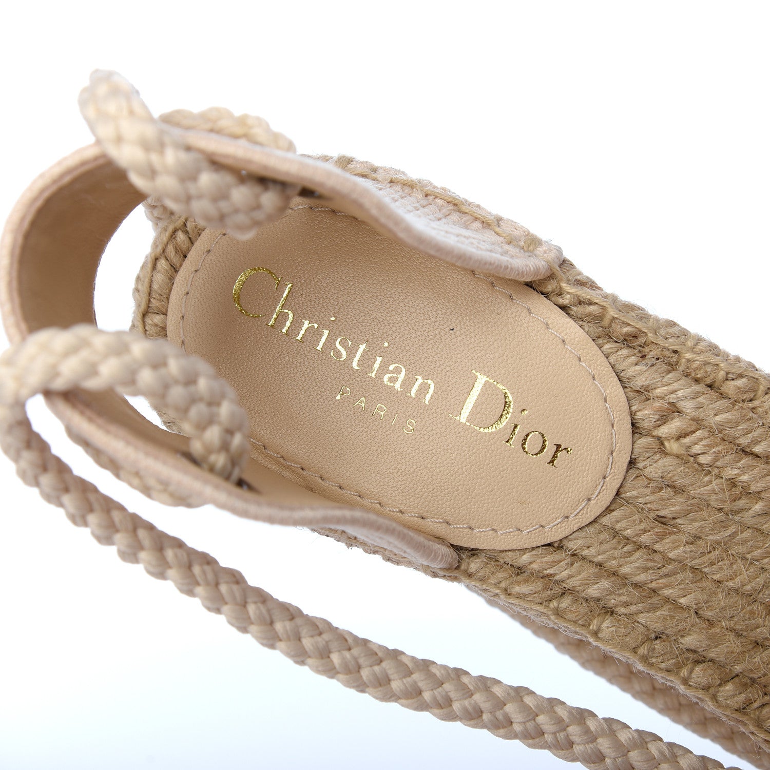 Christian Dior Canvas Embroidered Granville Ankle Tie Espadrille Wedges 36 Cream 6 of 24