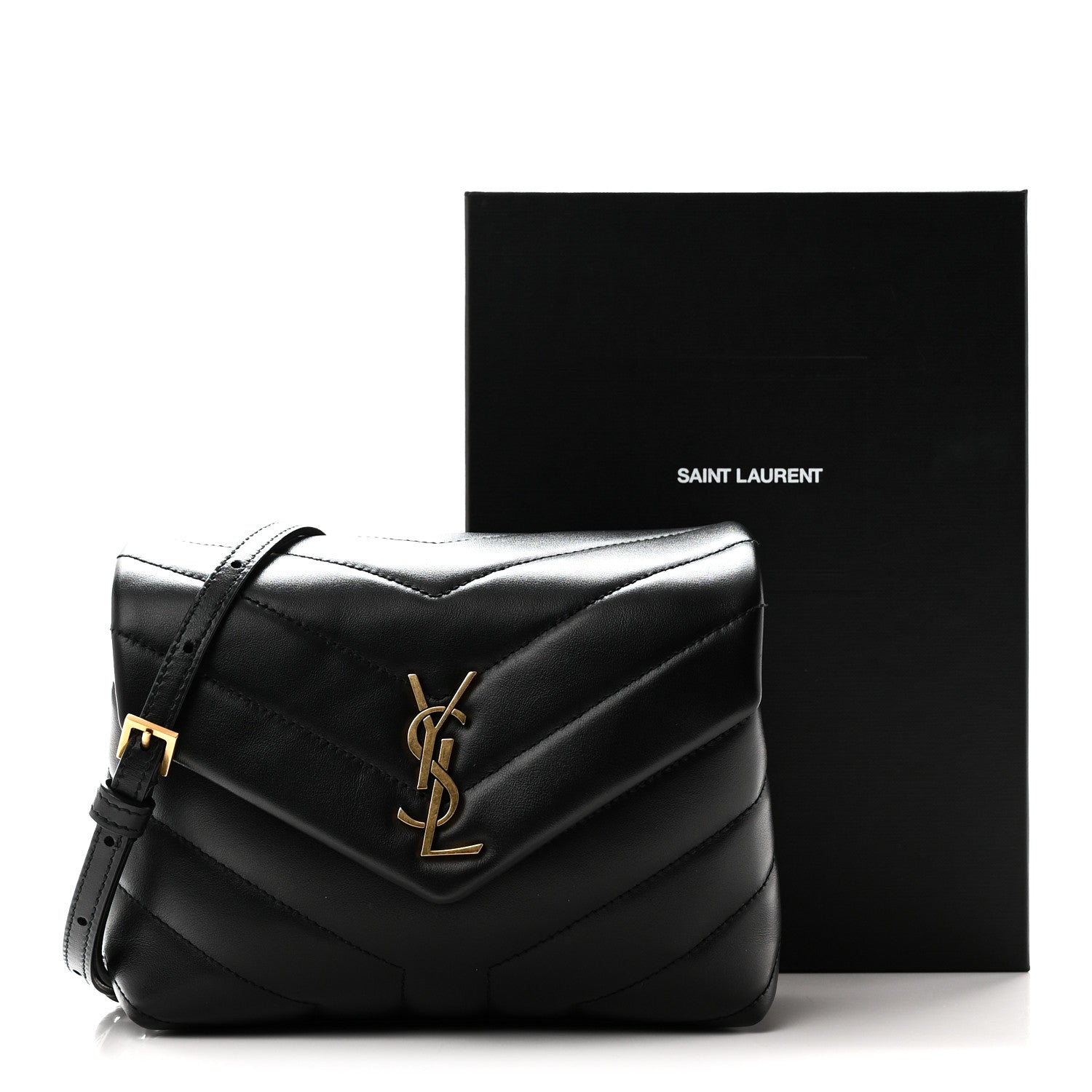 Saint Laurent Calfskin Y Quilted Monogram Toy Loulou Crossbody Bag Black 11 of 11
