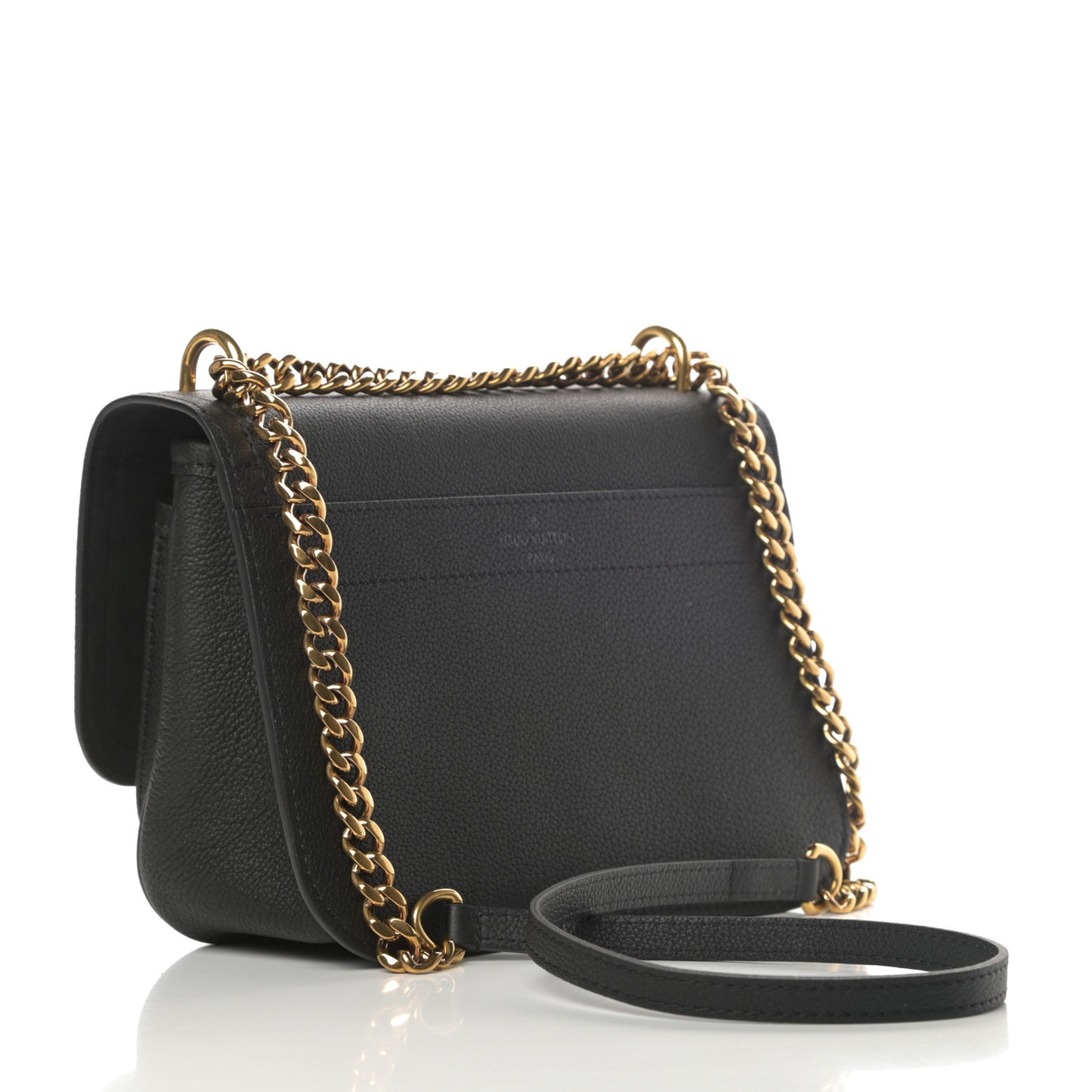 Grained Calfskin Lockme Chain Bag Black