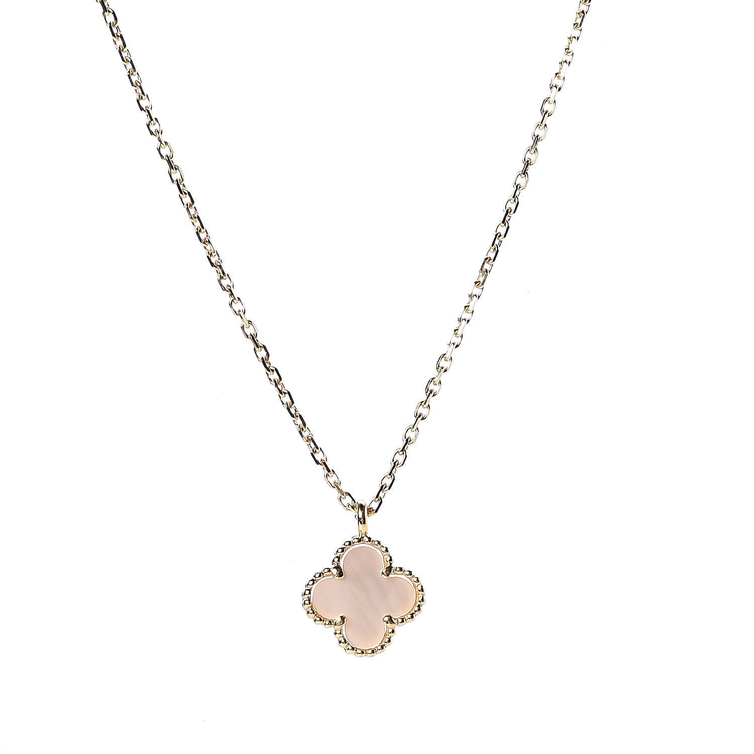Van Cleef & Arpels 18K Yellow Gold Mother of Pearl Sweet Alhambra Pendant Necklace 4 of 7
