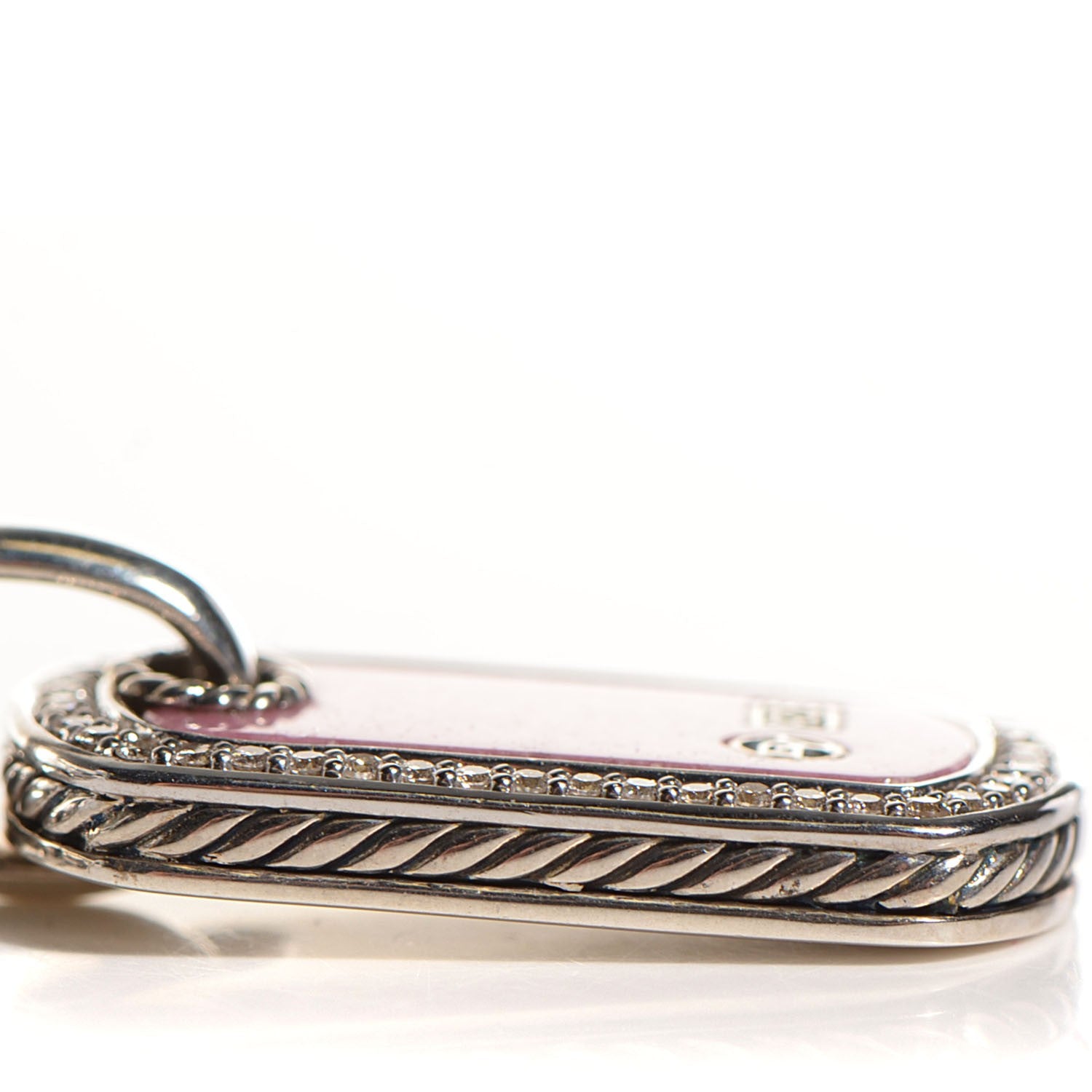 David Yurman Sterling Silver Diamond Rhodonite Dog Tag Necklace 5 of 5