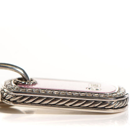 David Yurman Sterling Silver Diamond Rhodonite Dog Tag Necklace 5 of 5