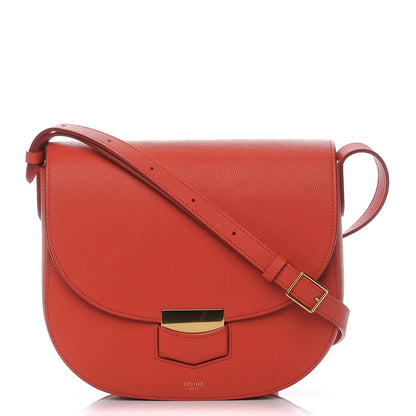 Celine Grained Calfskin Compact Trotteur Poppy 1 of 8