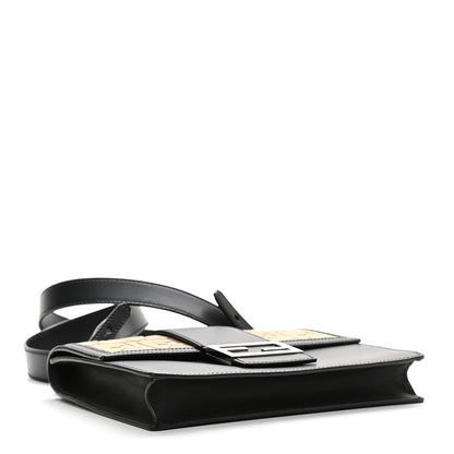 Fendi Canvas Vitello King FF Embroidered Medium Flat Baguette Sand Black 3 of 8