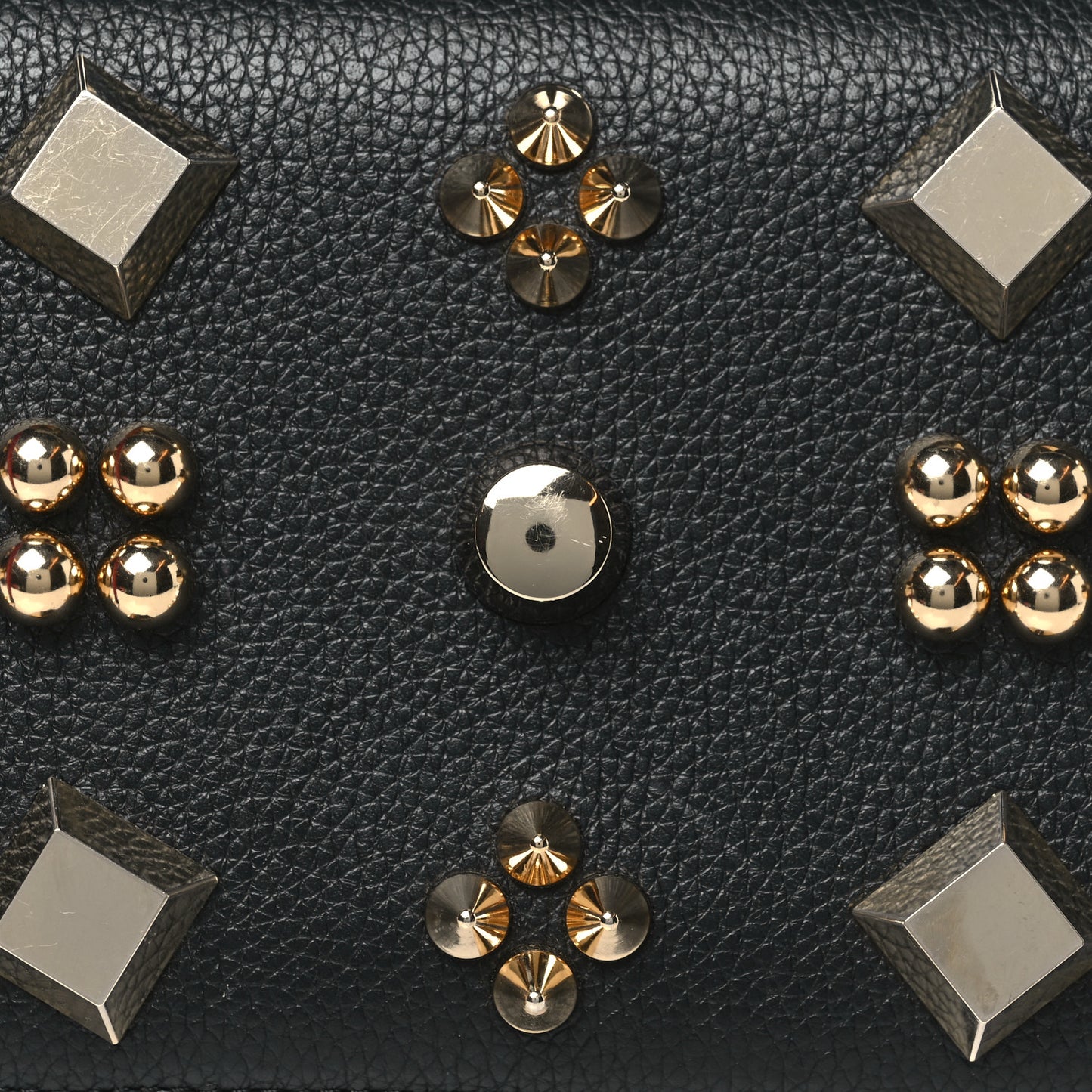 Calfskin Spikes Empire Paloma Clutch Black