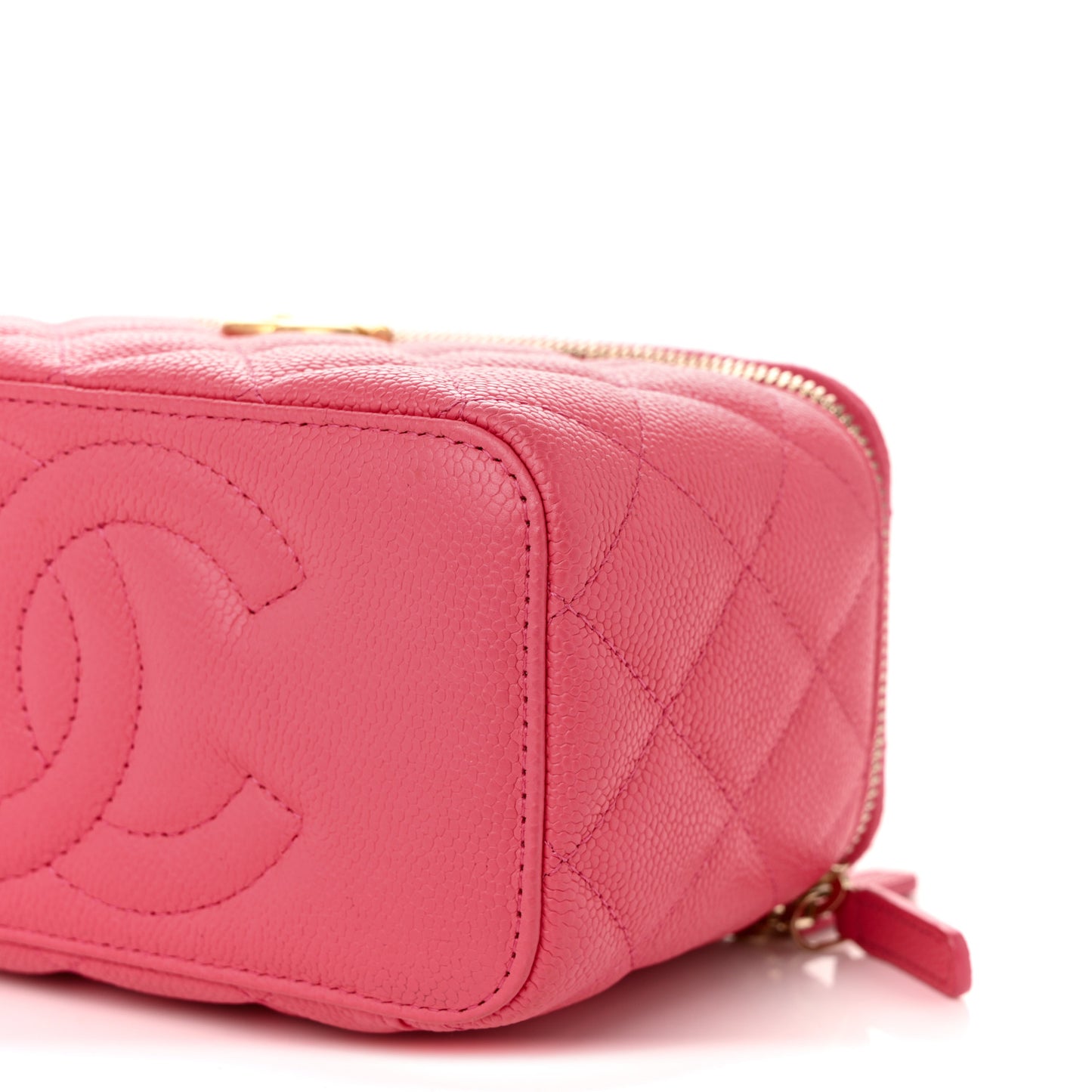 Caviar Quilted Sweetheart Vanity Case Pink