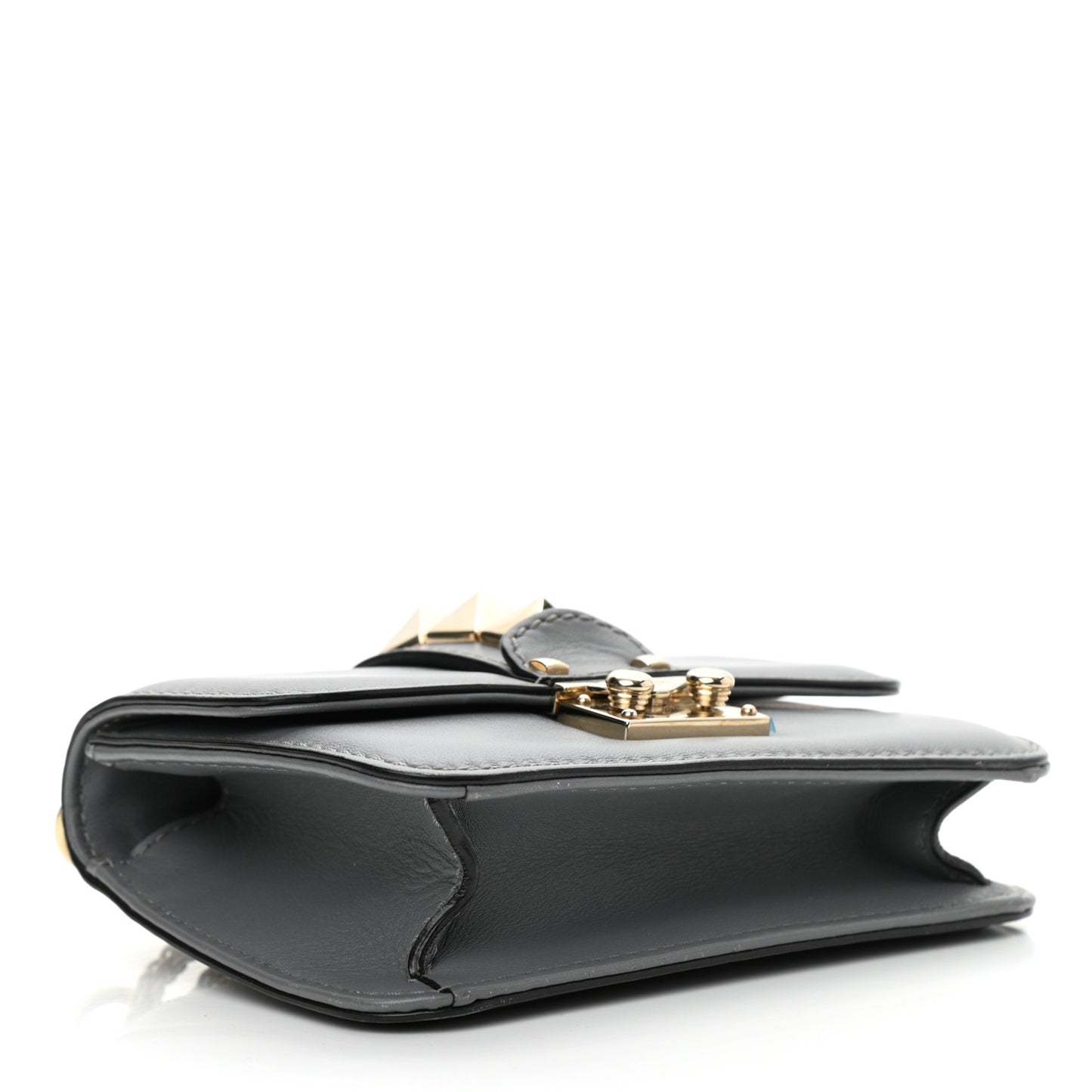 Vitello Mini Glam Lock Rockstud Flap Light Stone