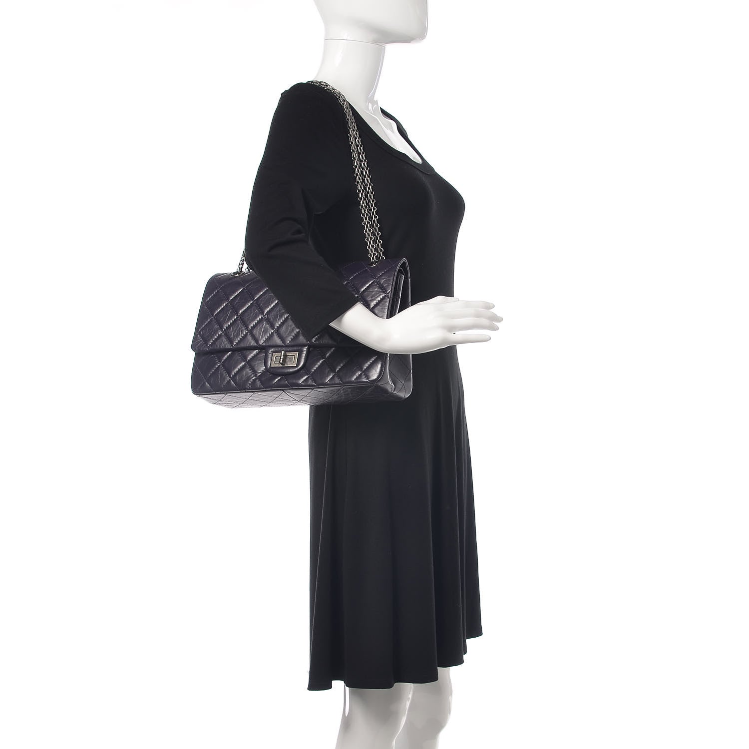 Chanel Aged Calfskin Quilted 2.55 Reissue 227 Flap Dark Purple 2 of 12