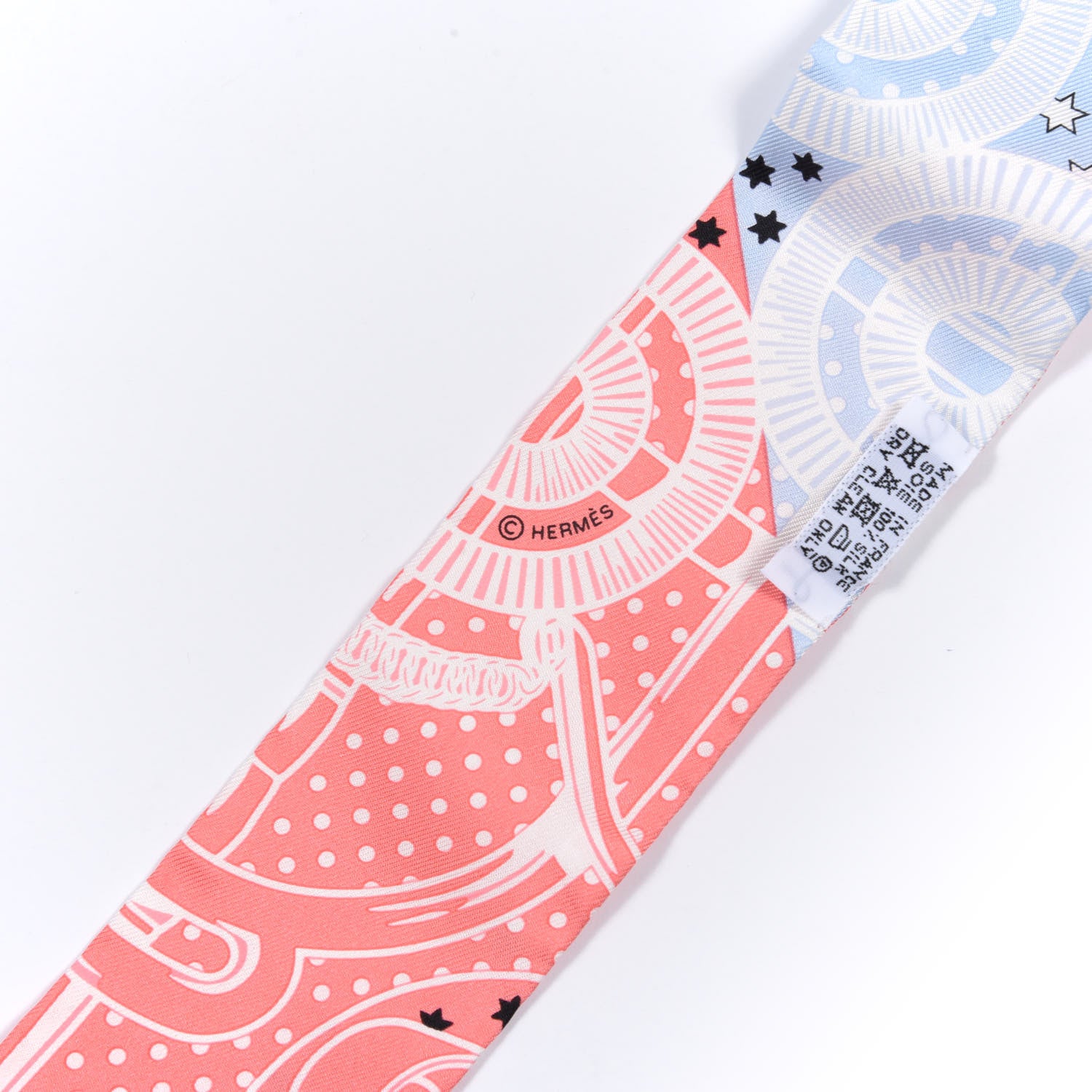 Hermes Silk Les Flacons Bandana Twilly Bleu Ciel White Rose Bonbon 3 of 5