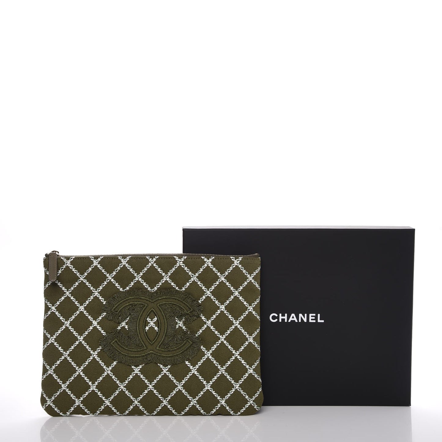 Canvas Double Stitch CC Medium Cosmetic Case Khaki