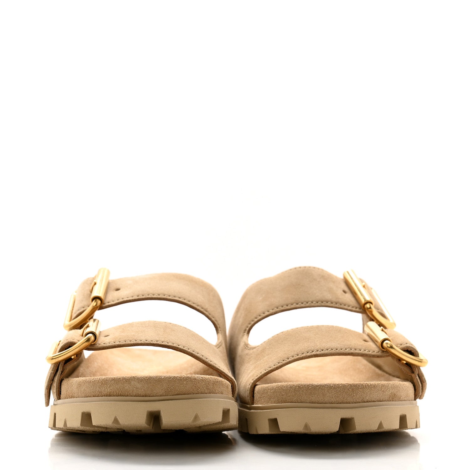 Prada Suede Buckle Slide Sandals 38 Ecru 2 of 10
