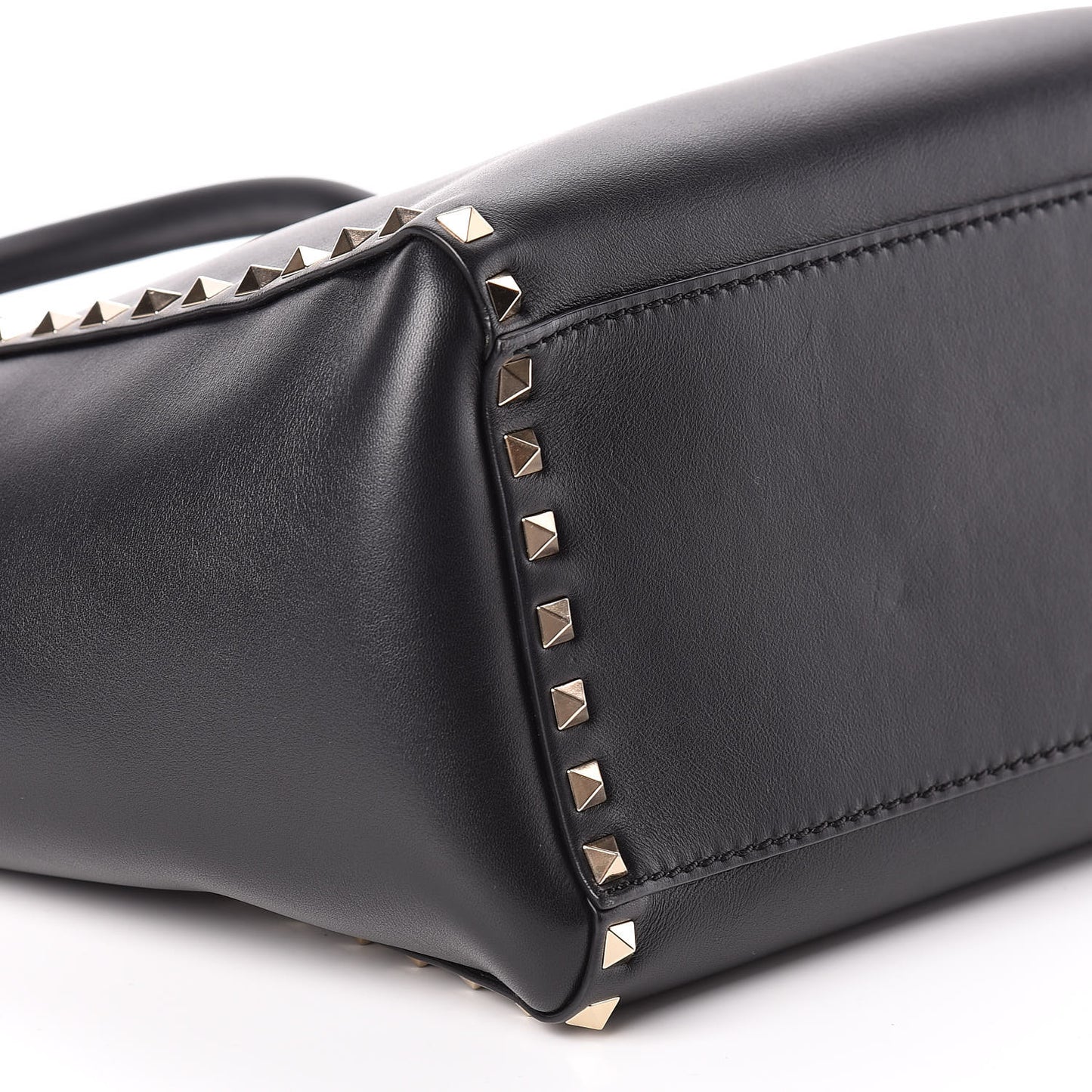 Vitello Rockstud Double Handle Tote Black