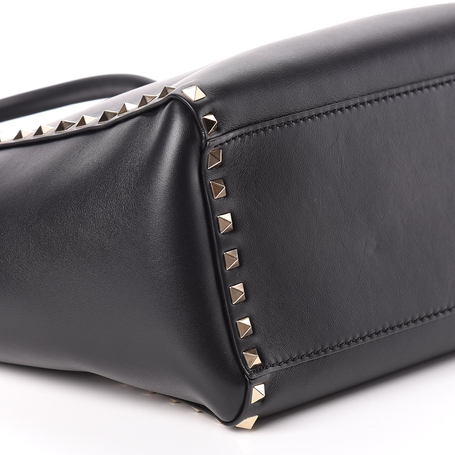Valentino Garavani Vitello Rockstud Double Handle Tote Black 12 of 13