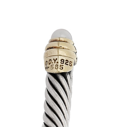 David Yurman Sterling Silver 14K Yellow Gold Pearl 5mm Cable Classics Petite Color Bracelet 3 of 3