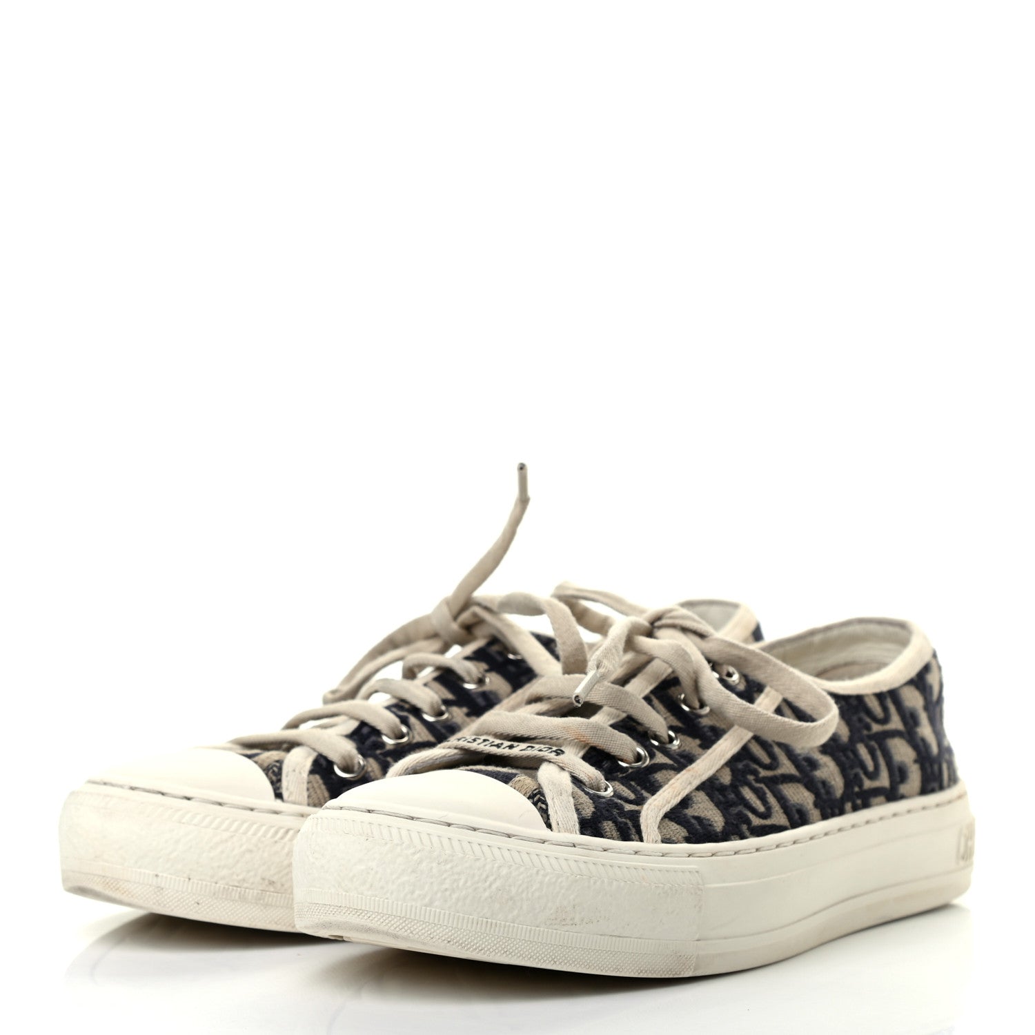 Christian Dior Canvas Oblique Walk'N'Dior Low Top Sneakers 37 Deep Blue 3 of 8