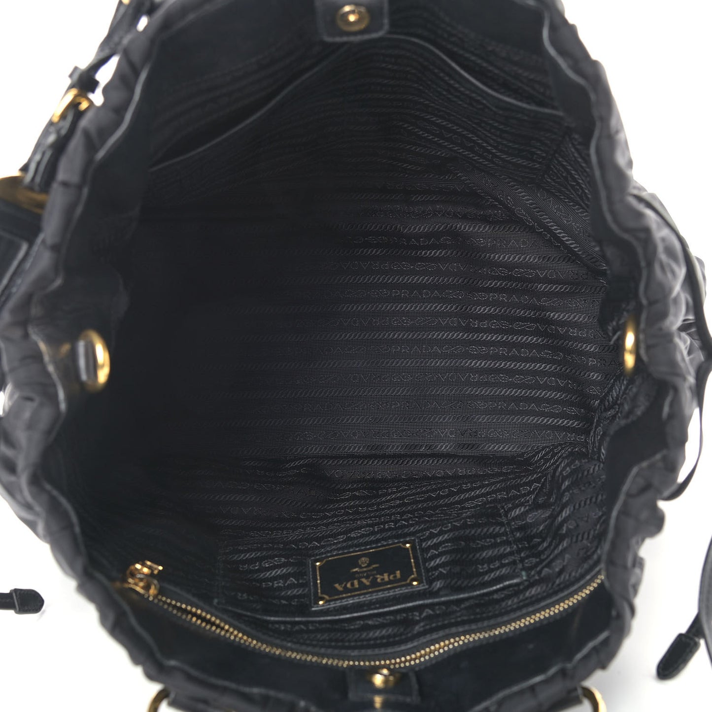 Tessuto Nylon Gaufre Drawstring Tote Black