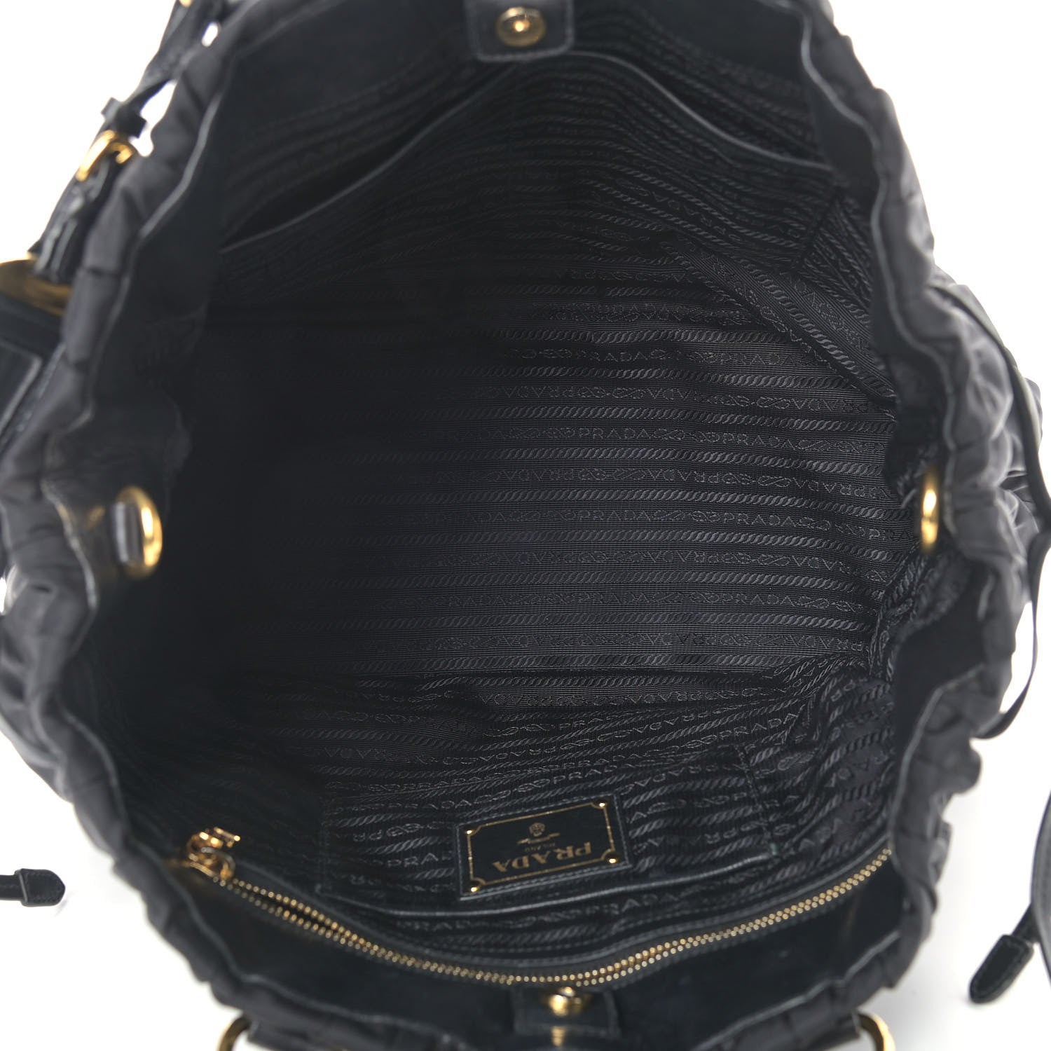 Prada Tessuto Nylon Gaufre Drawstring Tote Black 5 of 11