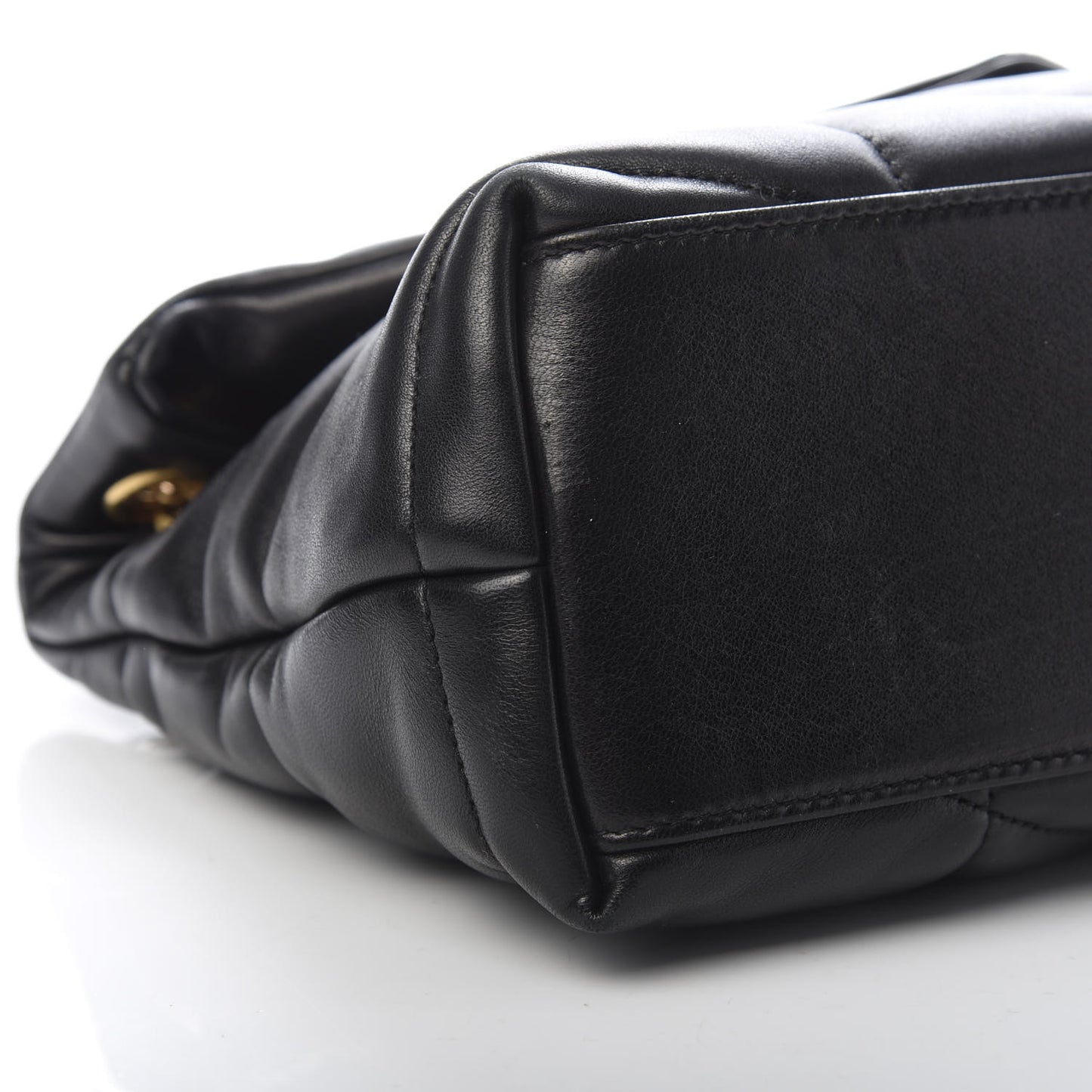 Lambskin Quilted Small Loulou Puffer Monogram Chain Satchel Black