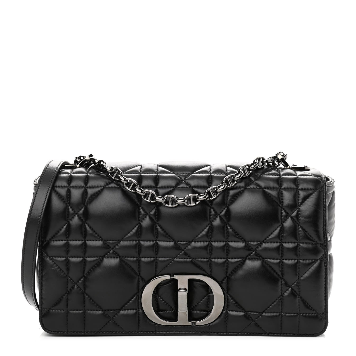 Christian Dior Calfskin Macrocannage Large Caro Bag Black 1 of 11