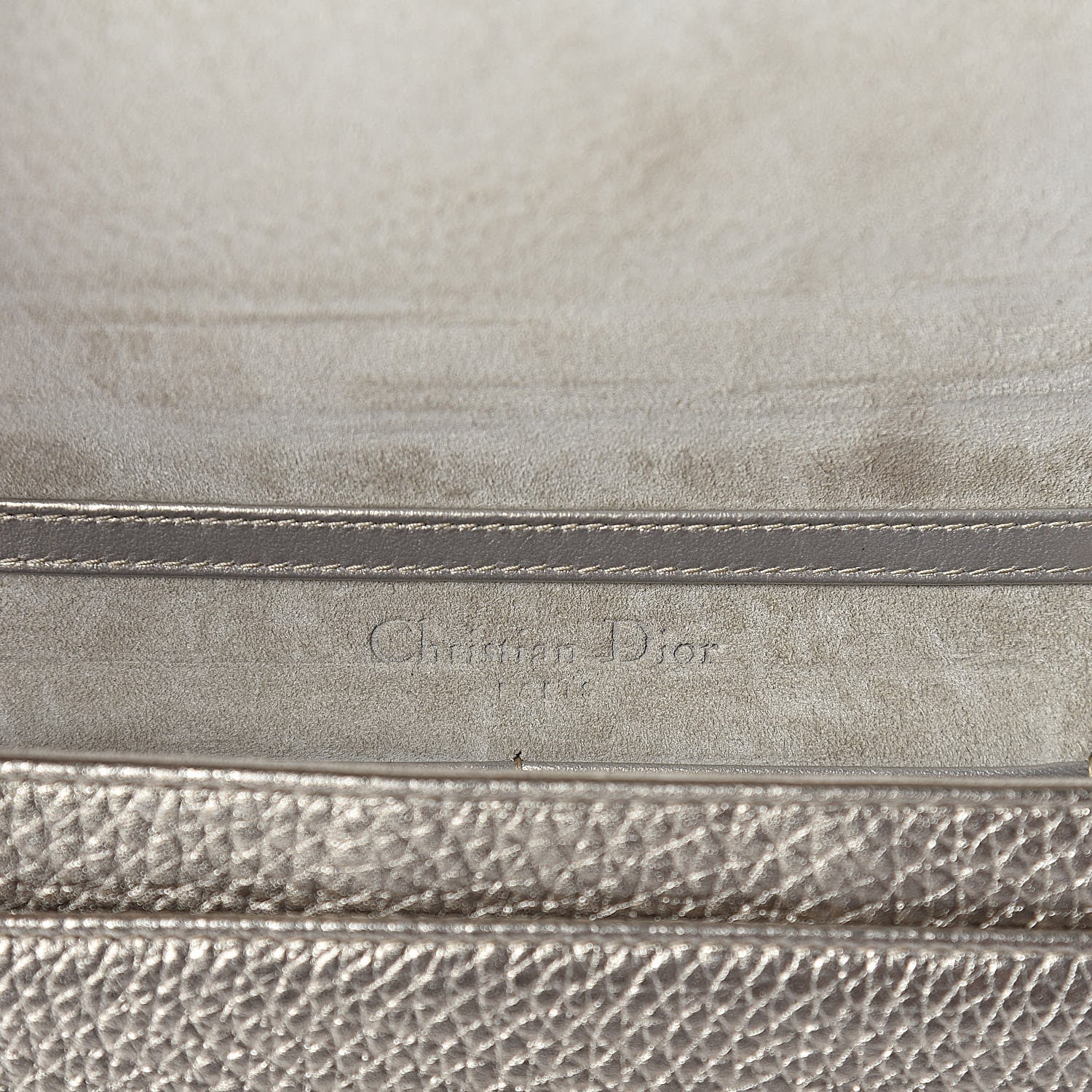 Christian Dior Metallic Grained Calfskin Diorama Wallet on Chain Pouch Light Gold 6 of 10