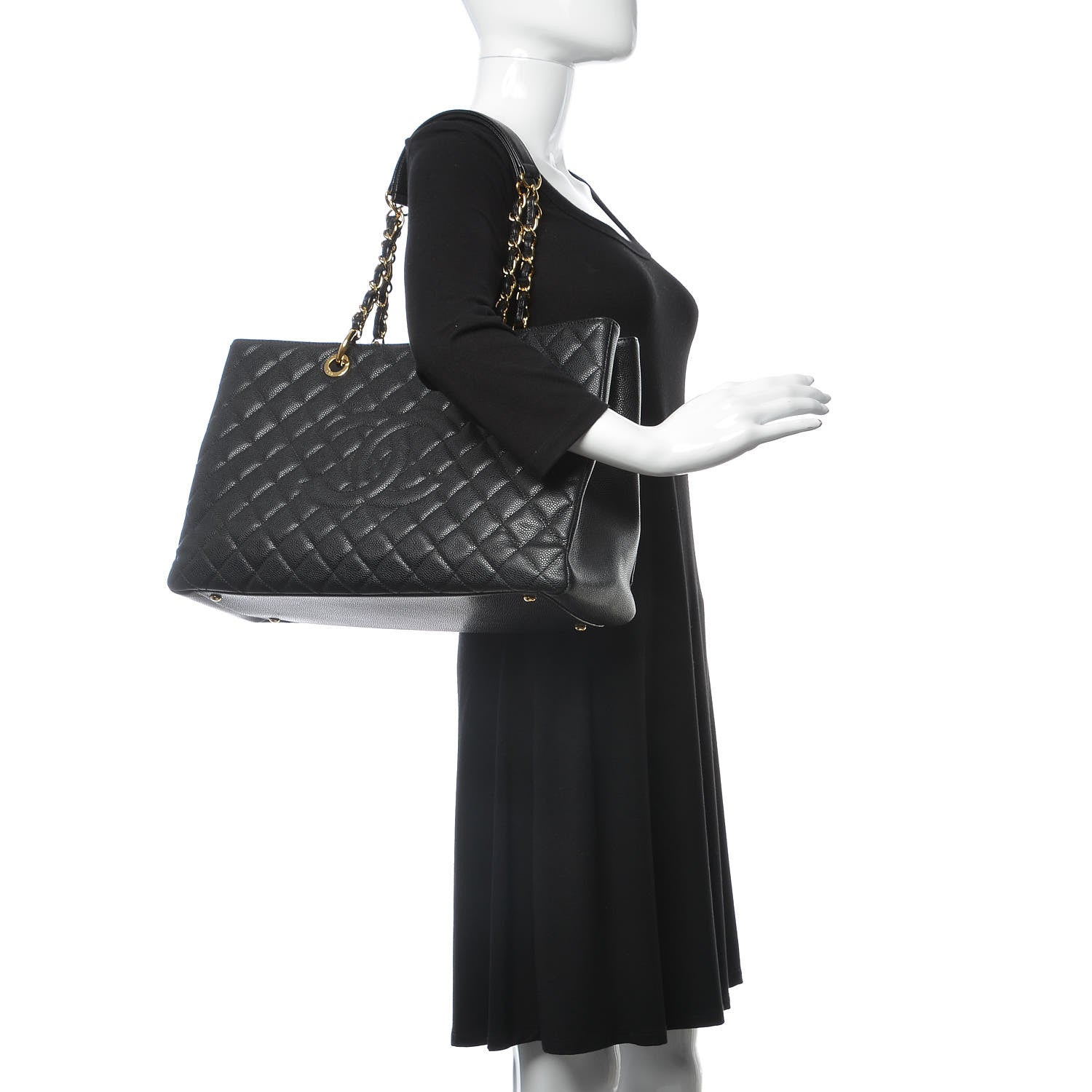 Chanel Caviar Quilted XL Grand Shopping Tote GST Black 2 of 8
