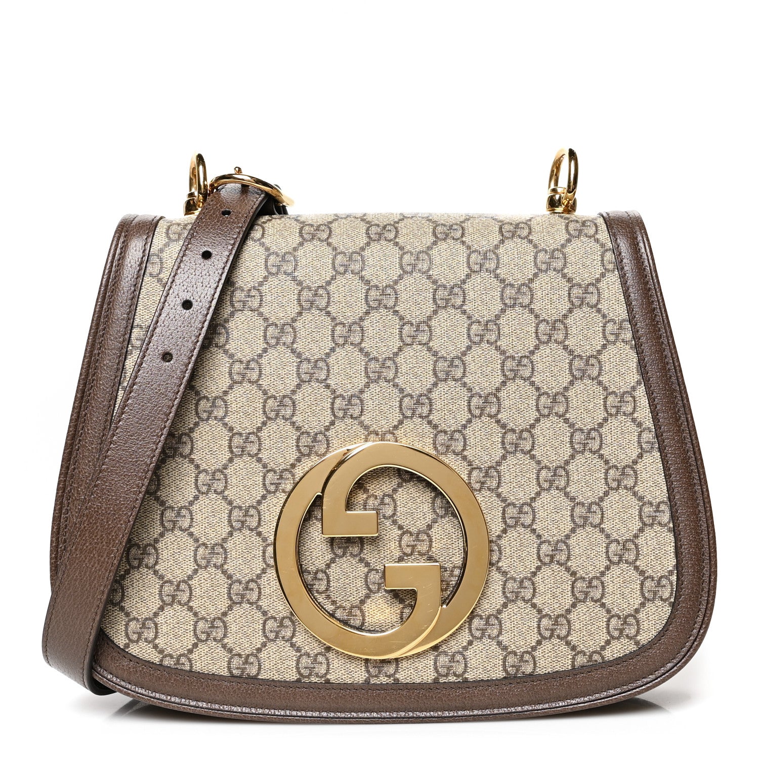 Gucci GG Supreme Monogram Textured Dollar Calfskin Medium Blondie Shoulder Flap Bag Beige Ebony New Acero 1 of 11