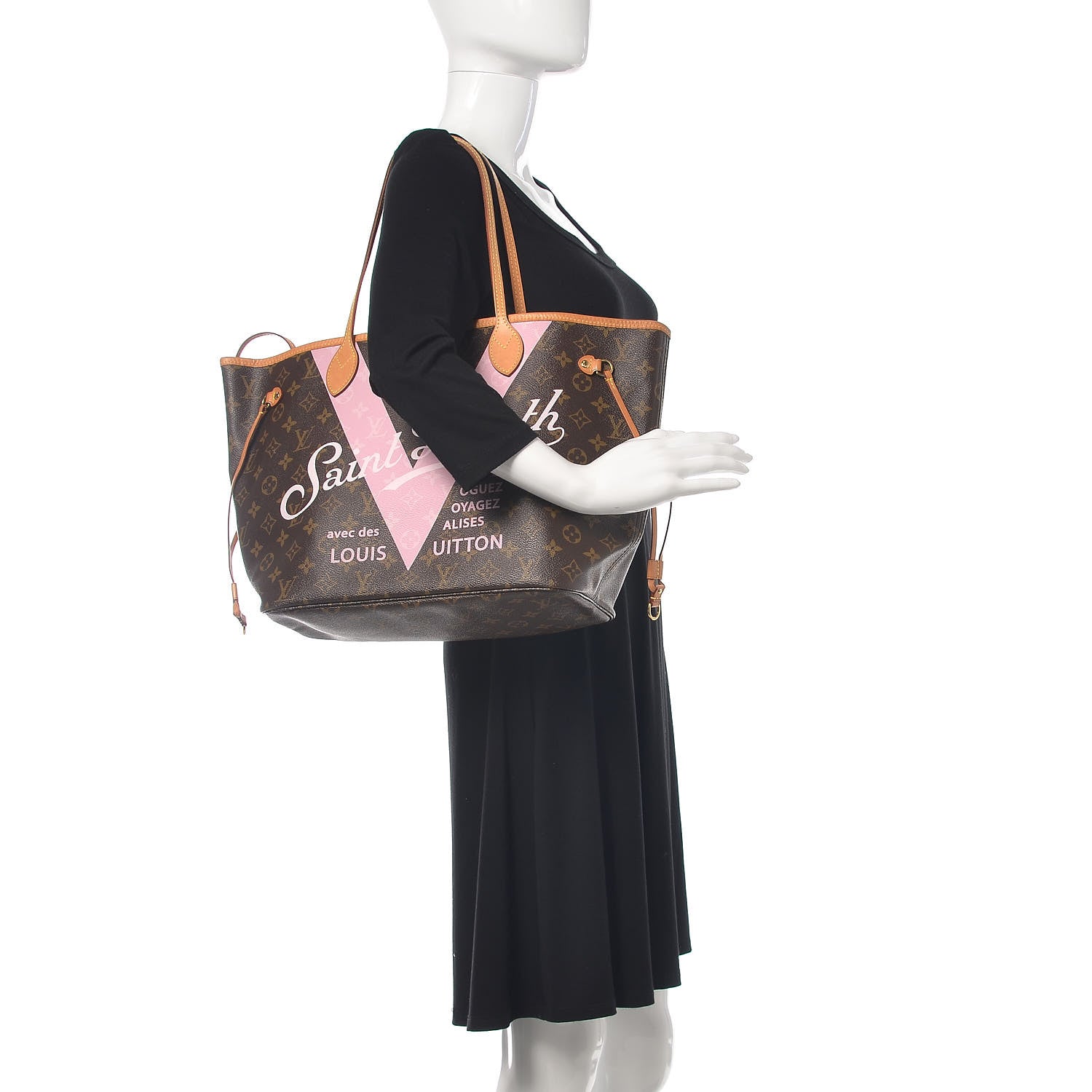 Louis Vuitton Monogram Saint Barth V Neverfull MM Rose Ballerine 2 of 20
