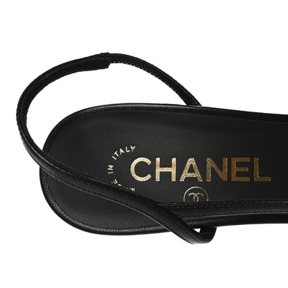 Chanel Lambskin Mixed Fibers Cap Toe CC Slingback Flats 37 Brown Black White 38 Brown Black White 8 of 9