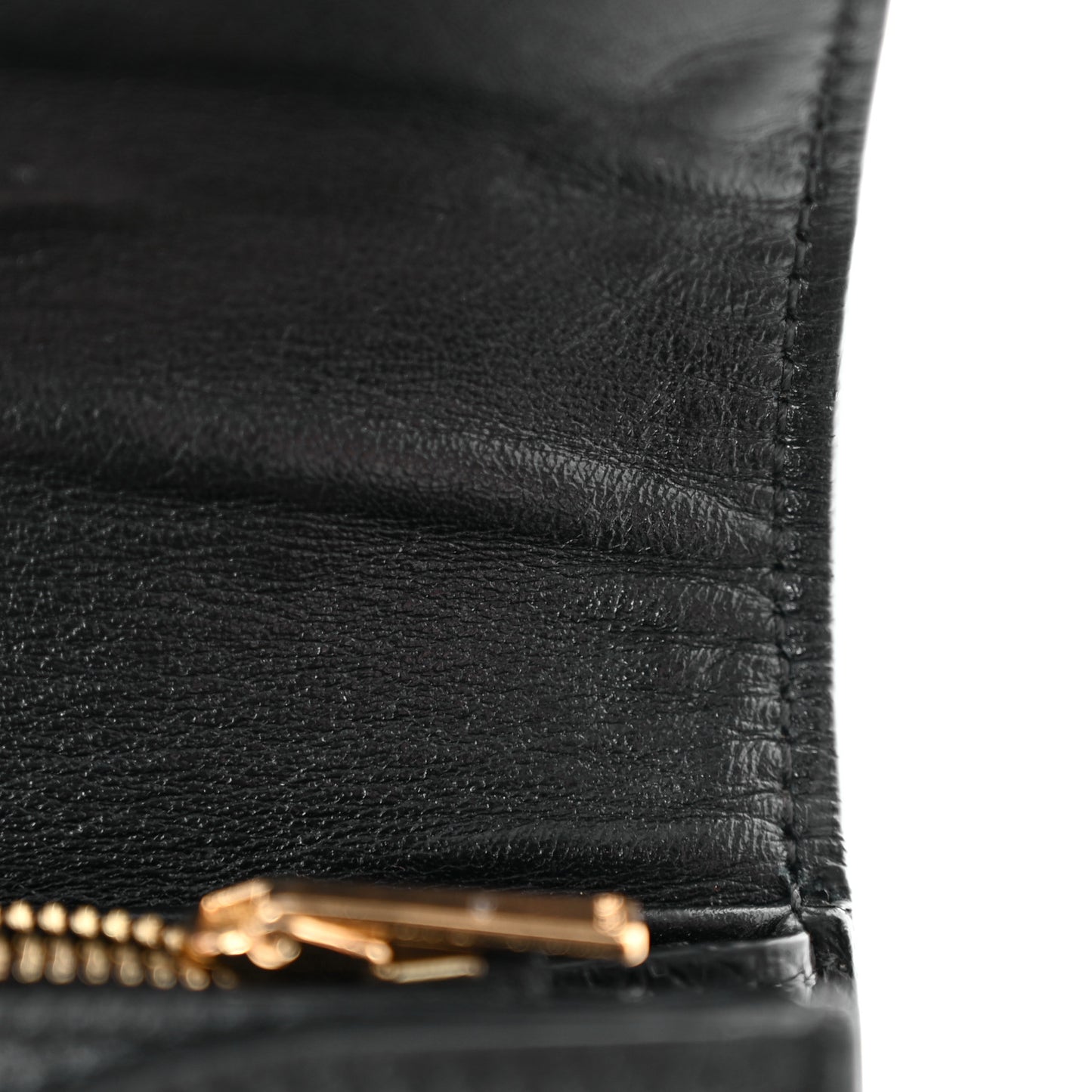 Grained Calfskin Large Flap Wallet Black