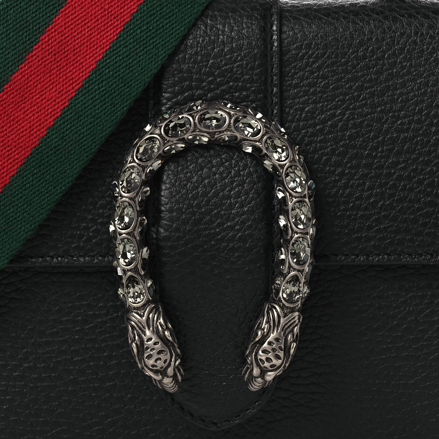 Gucci Dollar Calfskin Crystal Web Mini Dionysus Bamboo Top Handle Bag Black Diamond 8 of 11