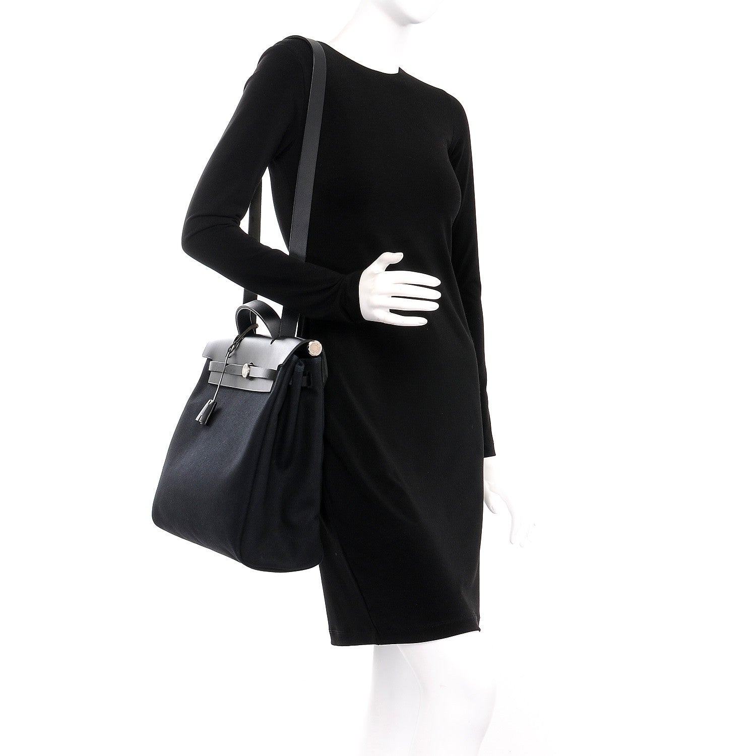 Hermes Toile Vache Calfskin Herbag 40 GM Black 2 of 15
