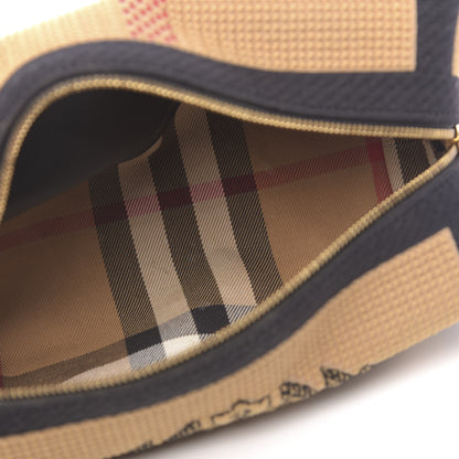 Burberry Knit Logo Mens Washbag Tan Black 5 of 7