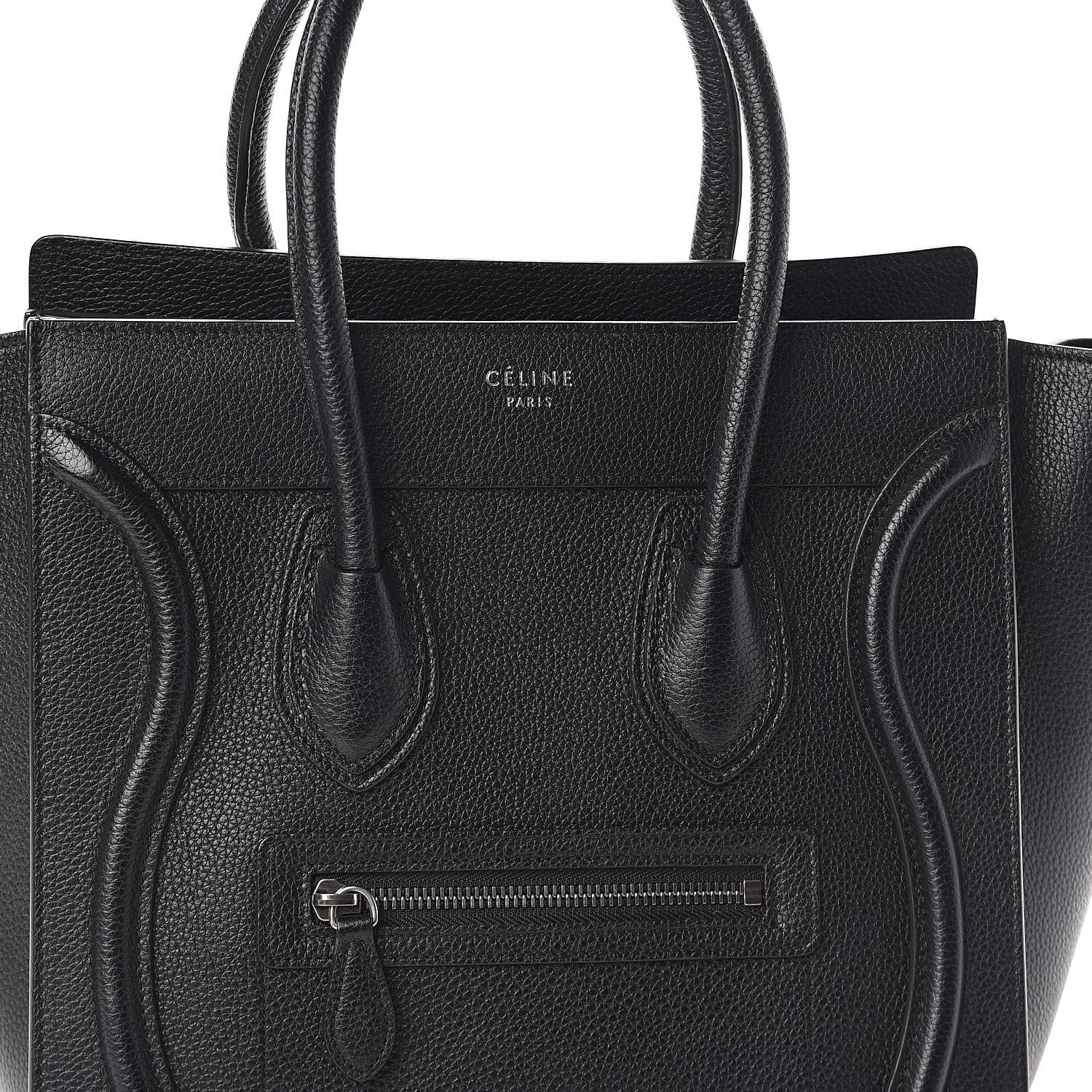 Celine Drummed Calfskin Micro Luggage Black 7 of 9