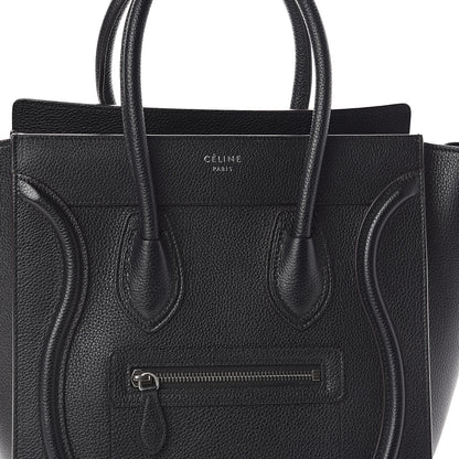 Celine Drummed Calfskin Micro Luggage Black 7 of 9