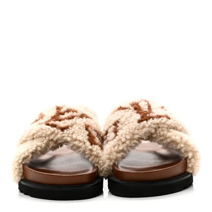 Louis Vuitton Shearling Paseo Flat Comfort Sandal 38.5 Nude 3 of 10
