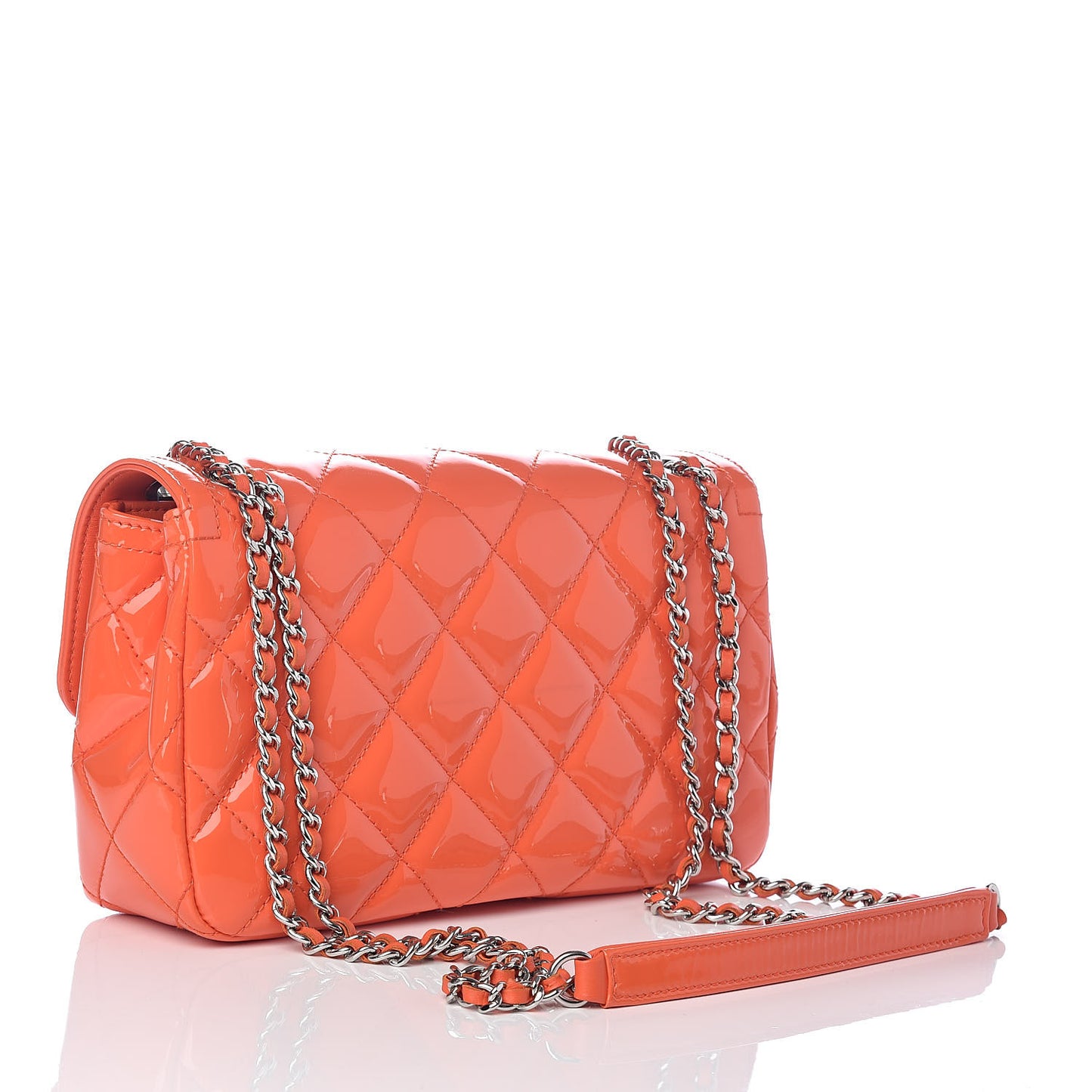 Patent Quilted Small Coco Shine Flap Orange